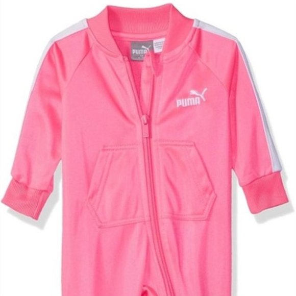 PUMA Baby Girl 6-9 mos. Pink Overall Sweatshirt Jumpsuit